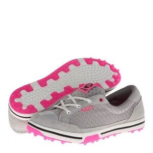 Crocs Women's Drayden Golf Shoes Pink Gray Size 7 Comfort
